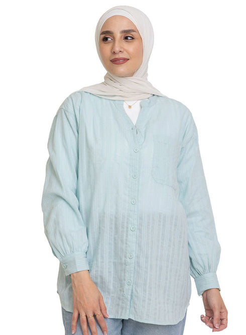 Aqua V-Neck Shirt
