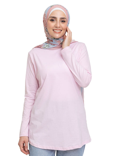 Pink Curved Long-Sleeve