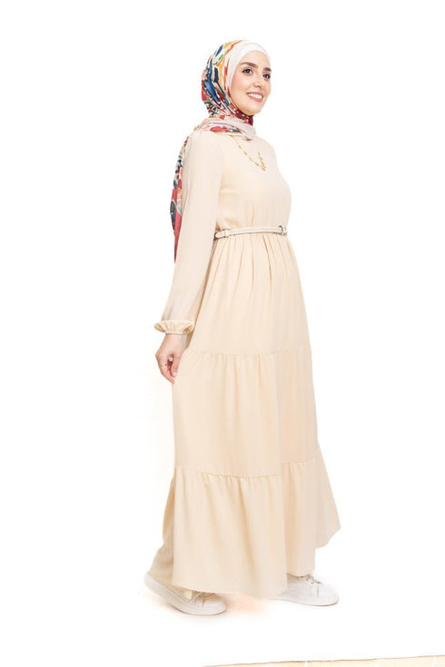 Beige Basic Dress - Khotwh