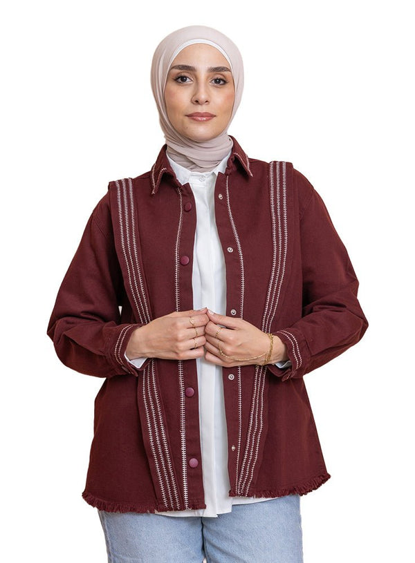 Bergundy Gabardine Jacket 1 - Khotwh