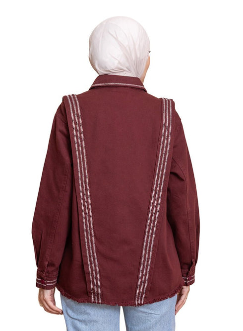 Bergundy Gabardine Jacket 1 - Khotwh