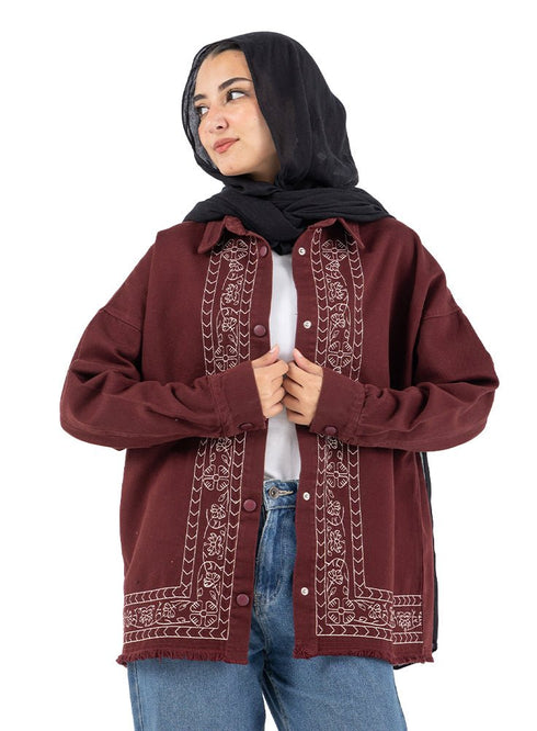 Bergundy Gabardine Jacket 2 - Khotwh