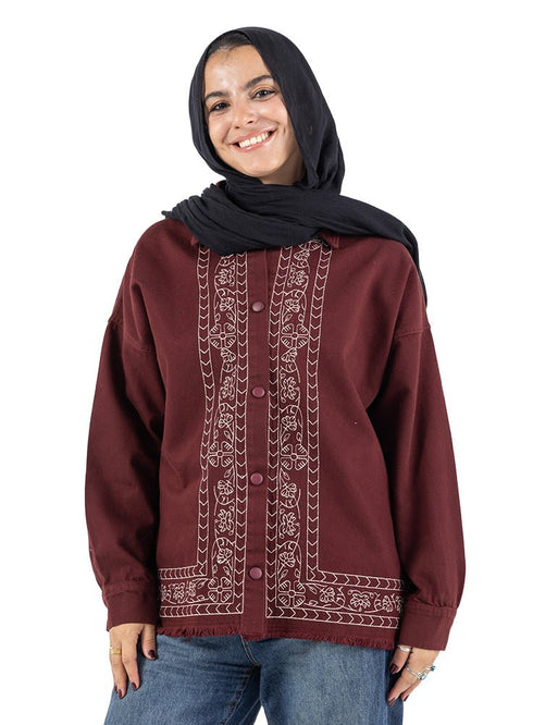 Bergundy Gabardine Jacket 2 - Khotwh