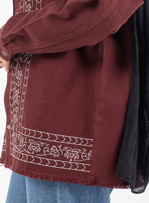 Bergundy Gabardine Jacket 2 - Khotwh