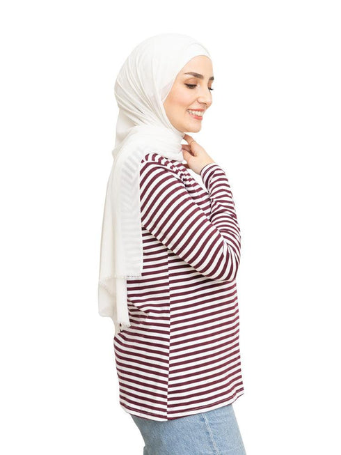 Bergundy Lines Long Sleeve - Khotwh