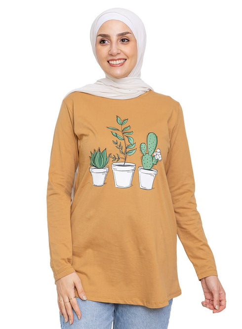 Biscuit Printed Long - Sleeve Design 9 - Khotwh
