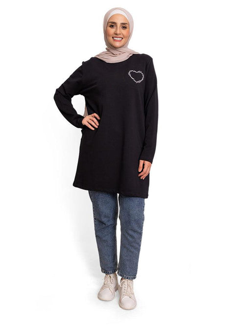 Black Basic Tunic - Love - Khotwh