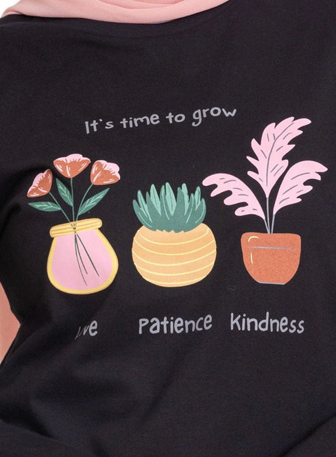 Black - Design 33 Printed Long - Sleeve - Khotwh