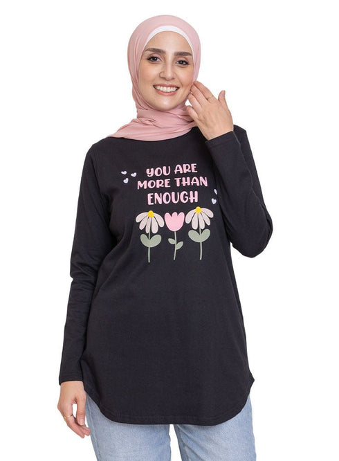 Black - Design 40 Printed Long - Sleeve - Khotwh