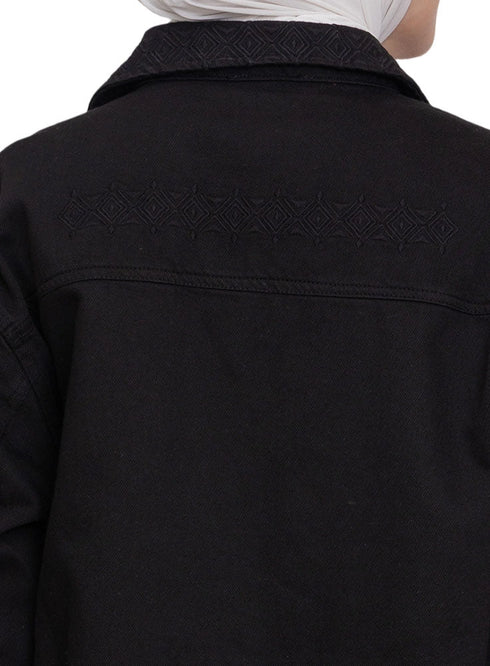 Black Embroidered Gabardine Shirt - Khotwh