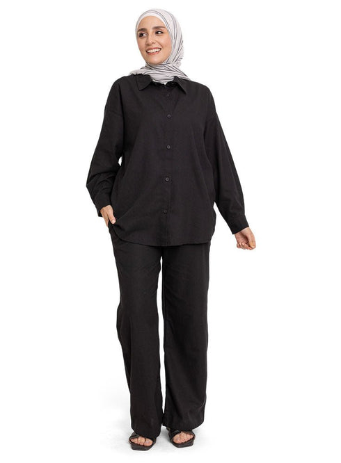 Black Linen Suit - Khotwh