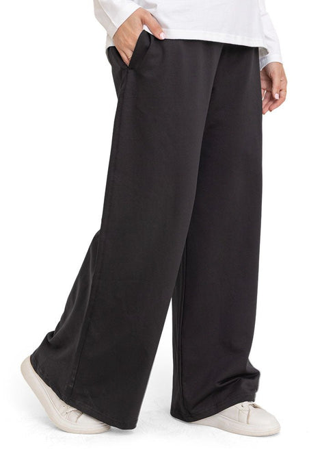 Black Melton Wide Leg (W) - Khotwh