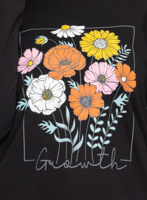 Black Printed Long - Sleeve Design 16 - Khotwh