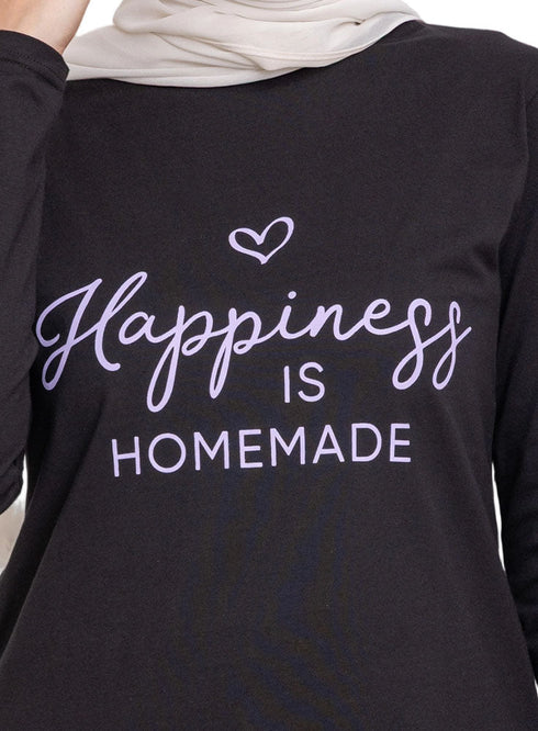 Black Printed Long - Sleeve Design 2 - Khotwh