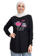 Black Printed Long - Sleeve Design 50 - Khotwh