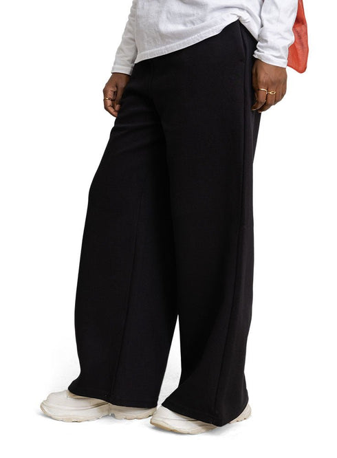 Black Ribbed Wide Leg - Khotwh