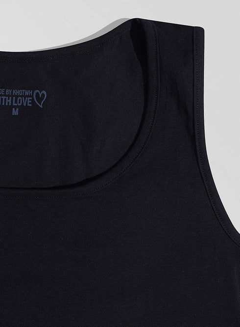 Black Round Slim Fit Top - Khotwh