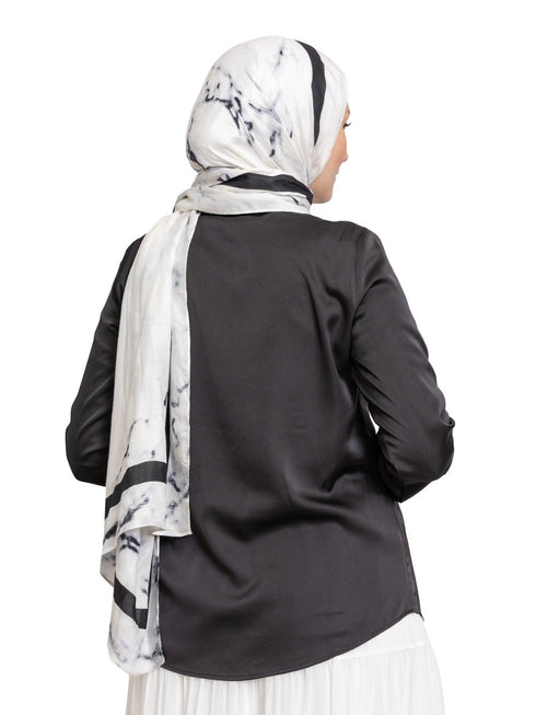 Black Satin Collar Blouse - Khotwh