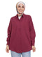 Brick Red Linen Pocket Over Size Shirt - Khotwh