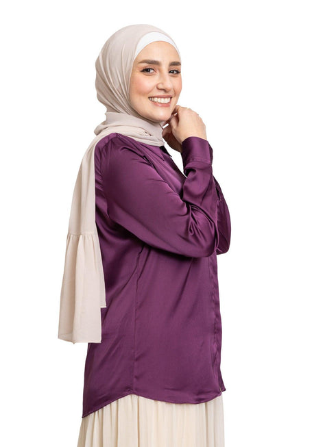 Cherry Satin Collar Blouse - Khotwh