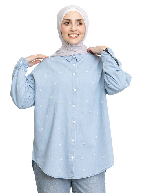 Circle - Ice E - Over Size Denim Shirt - Khotwh