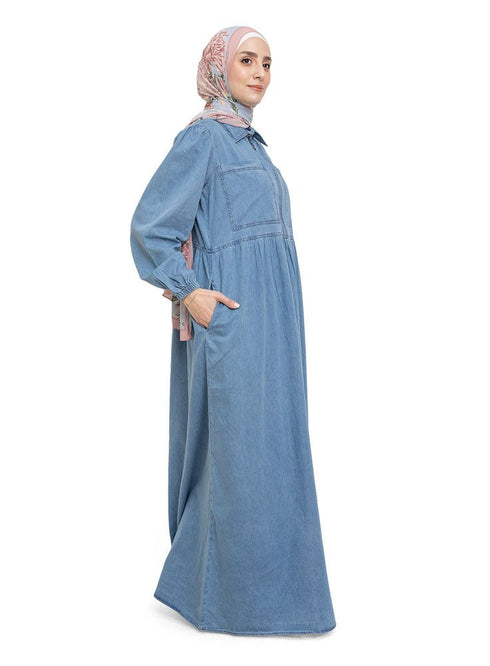 Cool Ice Zipper Denim Dress - Khotwh