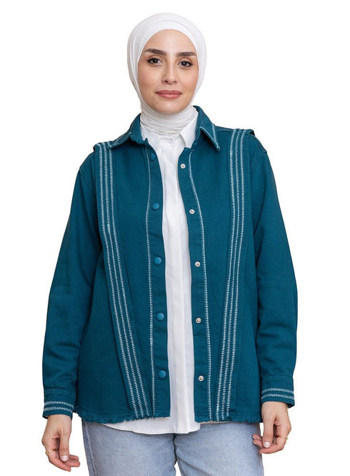 Dark emerald Gabardine Jacket 1 - Khotwh