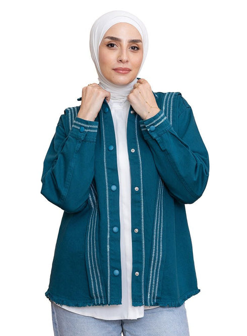 Dark emerald Gabardine Jacket 1 - Khotwh