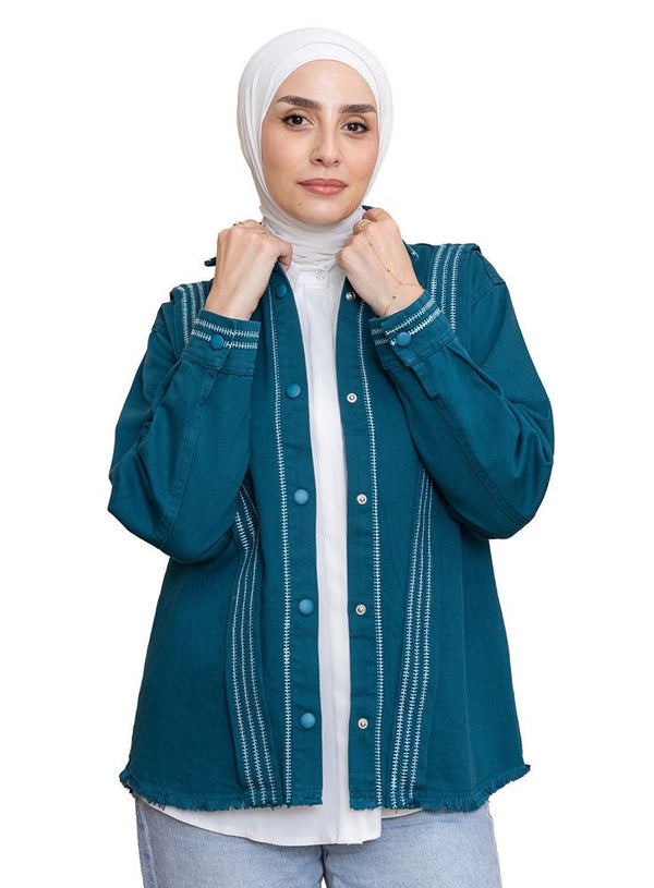 Dark emerald Gabardine Jacket 1 - Khotwh