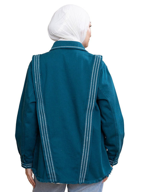 Dark emerald Gabardine Jacket 1 - Khotwh