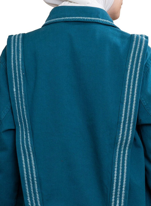 Dark emerald Gabardine Jacket 1 - Khotwh