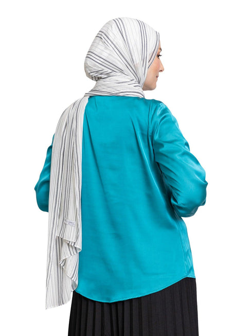 Dark Emerald Satin Collar Blouse - Khotwh