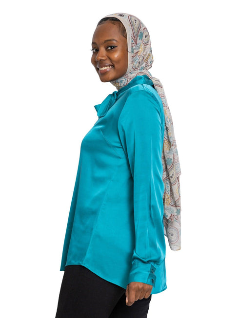 Dark Emerald Satin Tape Blouse - Khotwh