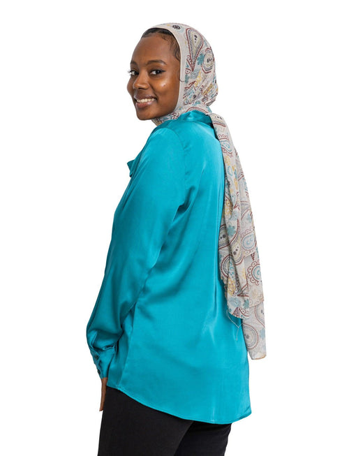 Dark Emerald Satin Tape Blouse - Khotwh