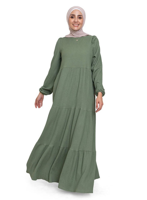 Dark Olive Basic Dress - Khotwh