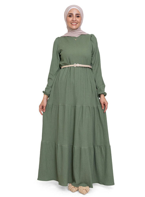 Dark Olive Basic Dress - Khotwh