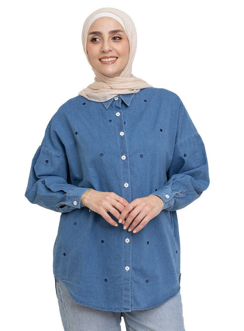 Design 2 - Cool Ice E - Over Size Denim Shirt - Khotwh