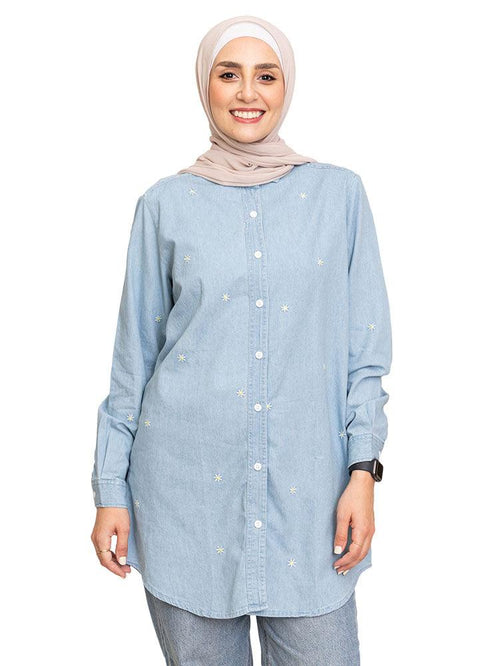 Flower - Ice E - Long Jeans Shirt - Khotwh