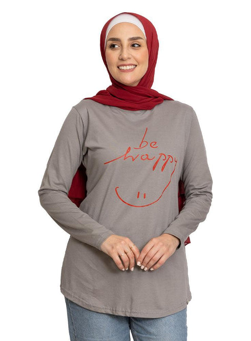 Forest Grey Printed Long - Sleeve Design 13 - Khotwh