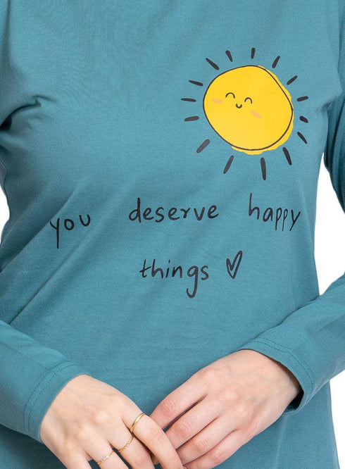 Green Olive Printed Long - Sleeve Design 16 - Khotwh