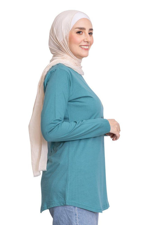 Green Olive Printed Long - Sleeve Design 16 - Khotwh