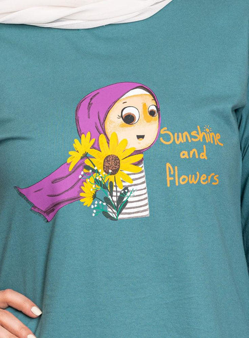 Green Olive Printed Long - Sleeve Design 29 - Khotwh