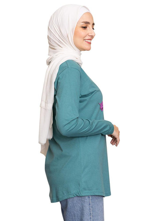 Green Olive Printed Long - Sleeve Design 29 - Khotwh