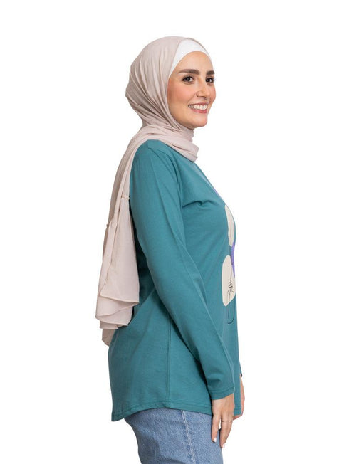 Green Olive Printed Long - Sleeve Design 3 - Khotwh