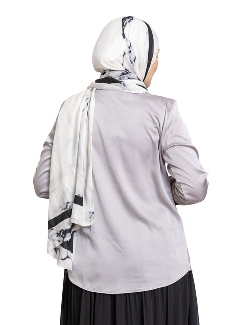 Grey Satin Tape Blouse - Khotwh