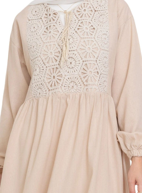 Latte Linen Dress - Khotwh