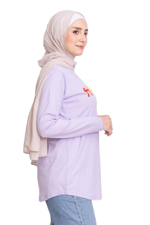 Lilac Printed Long - Sleeve Design 25 - Khotwh