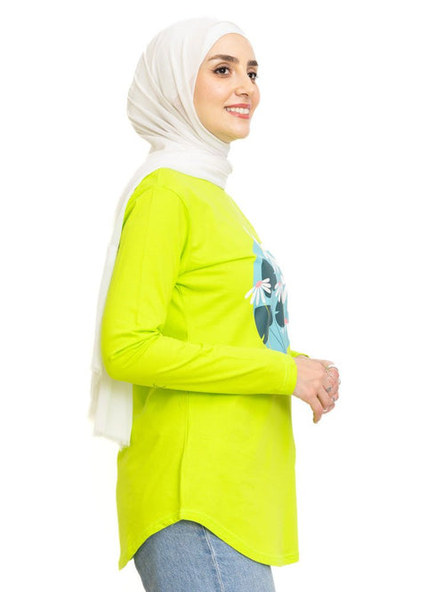 Lime Punch Printed Long - Sleeve Design 19 - Khotwh