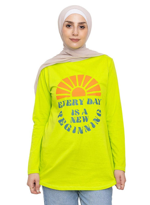 Lime Punch Printed Long - Sleeve Design 30 - Khotwh