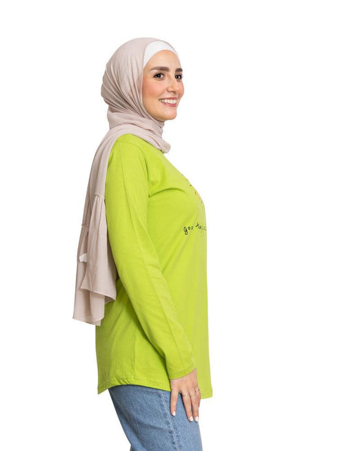 Macaw Green Printed Long - Sleeve Design 20 - Khotwh